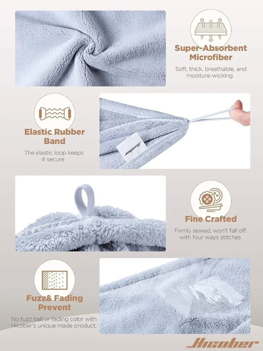 3-Pack Microfiber Hair Towel Wraps - Quick-Drying, Highly Absorbent for Curly